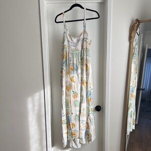 Women’s White Fruit-Print Maxi Dress